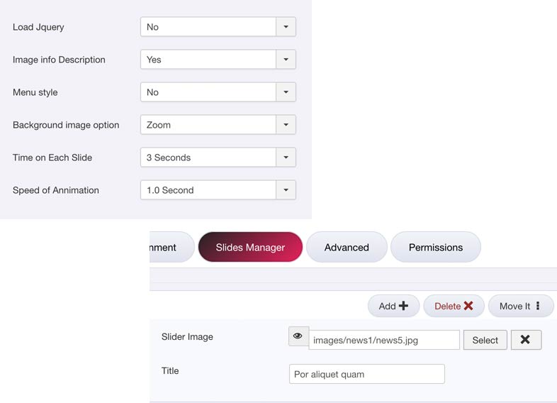 Background Animation module settings